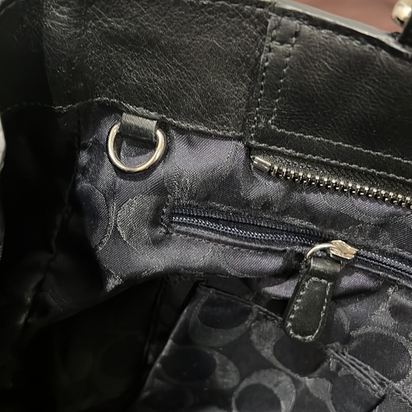 COACH Black Leather Tote Bag Laptop Commuter Expandable Tote Tassel Detail - Picture 6 of 9